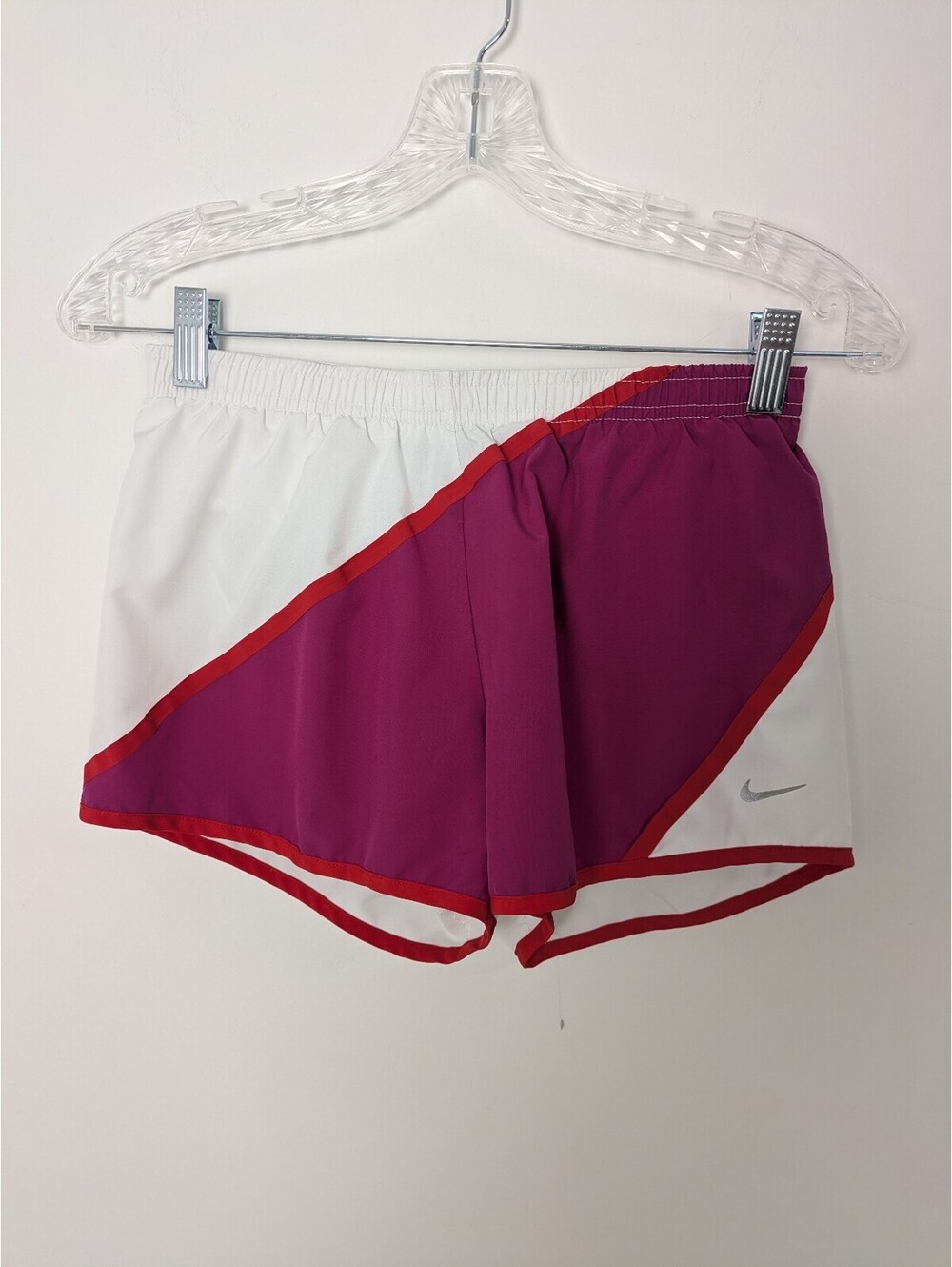 Nike Dri-FIT Women XS Running Shorts Colorblock White Magenta Purple
